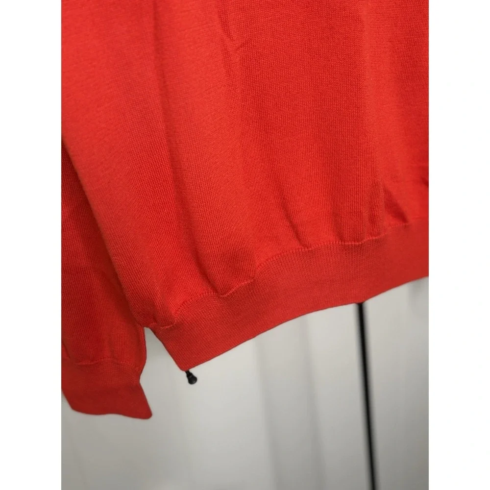 Psycho Bunny Red Men's Sz L V-Neck Cotton Knit Pullover Sweater Embroidered Logo